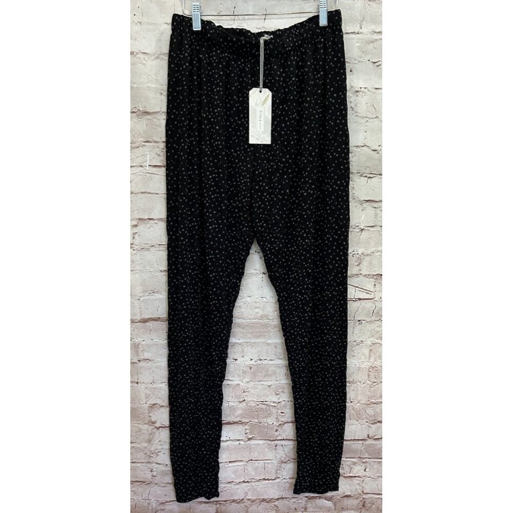 Chalet Et Ceci Pull On Pant XL Lightweight Crinkle Black Print CM88742 NEW